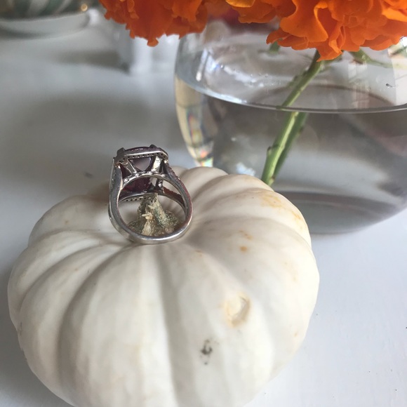 Ruby, White Sapphire and Silver Ring, Size 4.75 - Picture 5 of 7